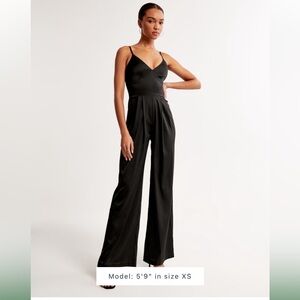 Abercrombie plunge satin jumpsuit